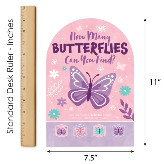 Big Dot of Happiness Beautiful Butterfly - Floral Baby Shower or Birthday Party Scavenger Hunt - 1 Stand and 48 Game Pieces - Hide and Find Game {7}
