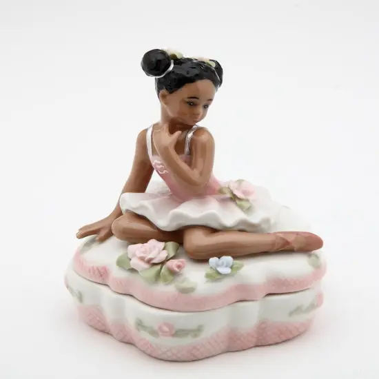 African American Ballerina in Pink Jewelry Box, Home D&eacute;cor, Gift for Her, Gift for Daughter, Gift for Ballerina Dancer, Vanity Decor {3}