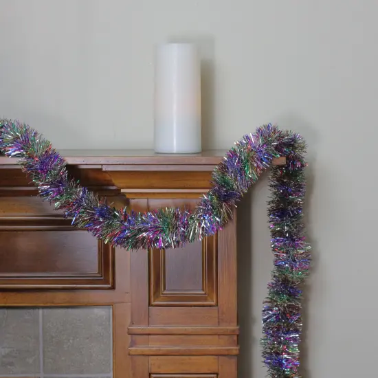 Northlight Vibrant Rainbow Christmas Tinsel Garland - 12' x 3" - Multicolor - Unlit {3}