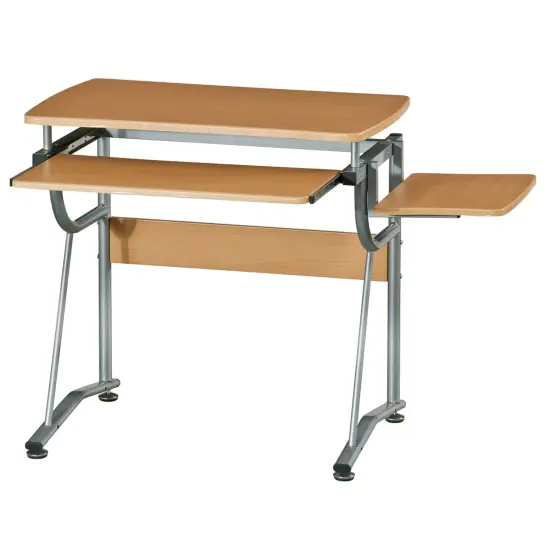 Techni Office Solutions 43" Gray and Brown Unique Techni Mobili Computer Gaming Desk with Shelf and Keyboard Panel {7}