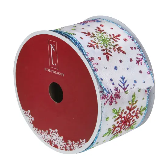 Northlight Blue and White Snowflakes Christmas Wired Craft Ribbon 2.5" x 16 Yards {4}
