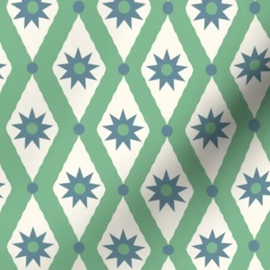 Various Fabrics by the Yard or Fat Quarter Vintage Green Diamond Plaid Retro Blue Geometric Mod Custom Printed Fabric by Spoonflower {7}