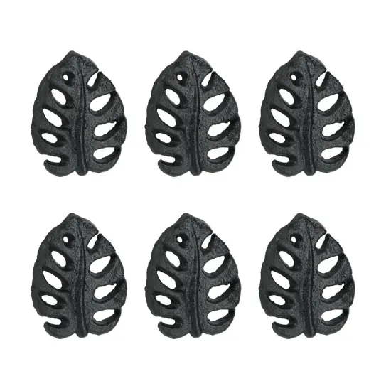 Set of 6 Cast Iron Monstera Leaf Drawer Pulls {1}
