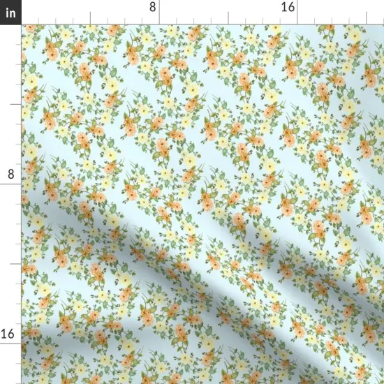 Various Fabrics by the Yard or Fat Quarter Dainty Botanical Simple Floral Yellow Orange Blue Small Scale Feminine Custom Printed Fabric by Spoonflower {2}