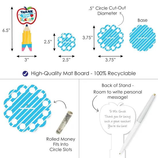Big Dot of Happiness Thank You Teachers - DIY Teacher Appreciation Money Holder Gift - Cash Cake {4}