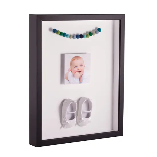 ArtToFrames 12x24 Inch Shadow Box Picture Frame, with a Satin Black Tall 1.00" Wide Shadowbox frame and Super White Mat Backing (4654) {1}