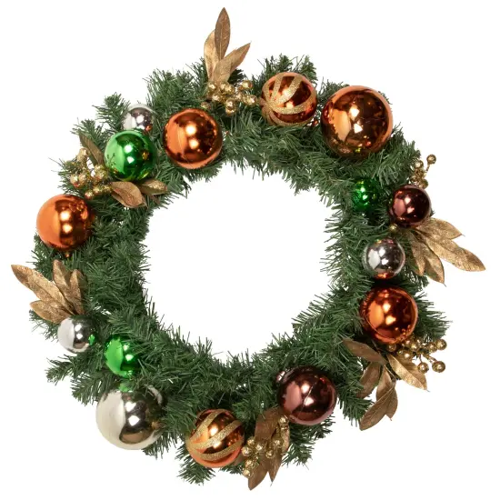 Northlight Pine Foliage with Ornaments Artificial Christmas Wreath - 24" - Unlit Green {1}