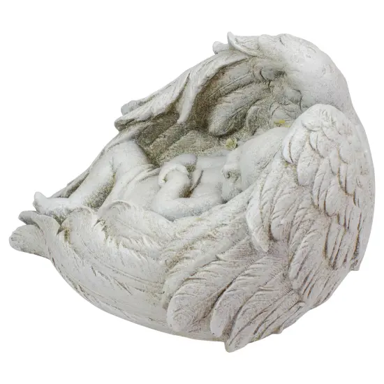 Diva At Home 10-Inch Sleeping Angel Baby with Wings Outdoor Garden Statue White {4}