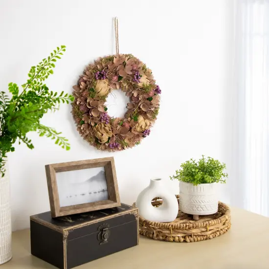 Northlight 12" Purple and Beige Wooden Floral Spring Wreath with Preserved Artichoke {3}