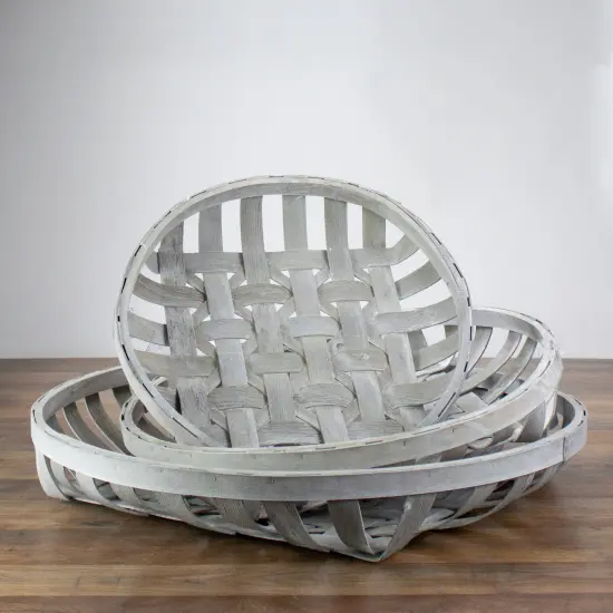 Raz Set of 3 White Washed Woven Baskets 23.5" {3}
