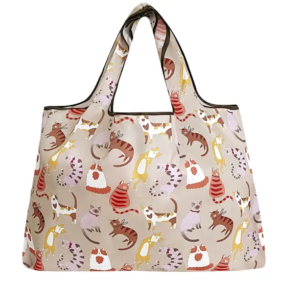 Wrapables Large Foldable Tote Nylon Reusable Grocery Bags Owls Brown {8}