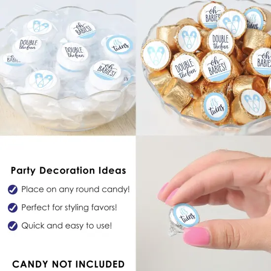 Big Dot of Happiness It's Twin Boys - Blue Twins Baby Shower Small Round Candy Stickers - Party Favor Labels - 324 Count {6}