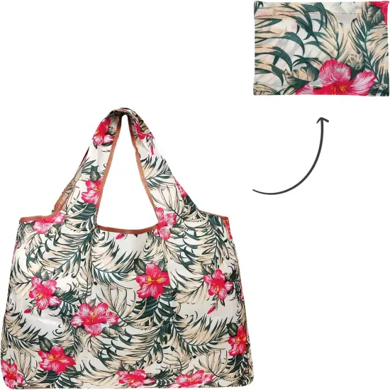 Wrapables Large Foldable Tote Nylon Reusable Grocery Bag, 3 Pack Exotic Bouquet {5}