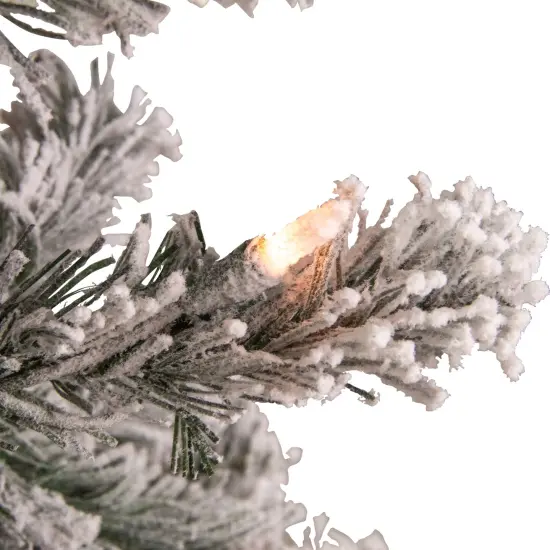 Northlight 4.5' Pre-Lit Flocked Madison Pine Artificial Christmas Tree, Clear Lights Green {6}