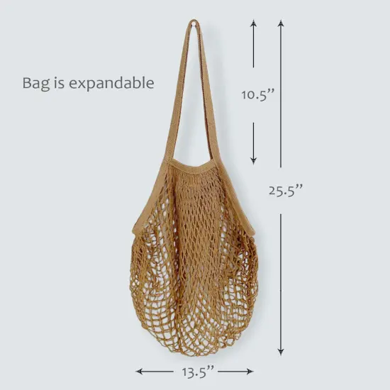 Wrapables Cotton Mesh Net Shopping Bag, Grocery Bag for Vegetables, Produce (Set of 3) Black, Brown, Beige {2}