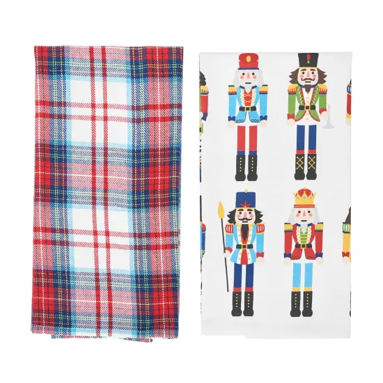 Nutcracker Plaid Printed & Woven Kitchen Towel Set of 2 {3}