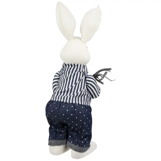Northlight Standing Boy Bunny with Carrot Easter Figure Decoration - 19" - Navy Blue White {7}