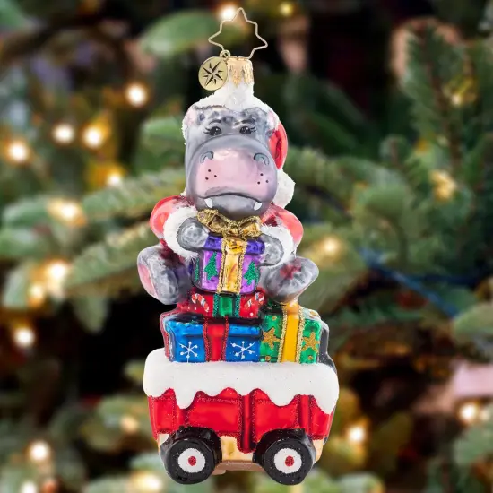 Christopher Radko Christopher Radko Holiday Hippo On The Go Glass Christmas Ornament 1021550 Red {3}