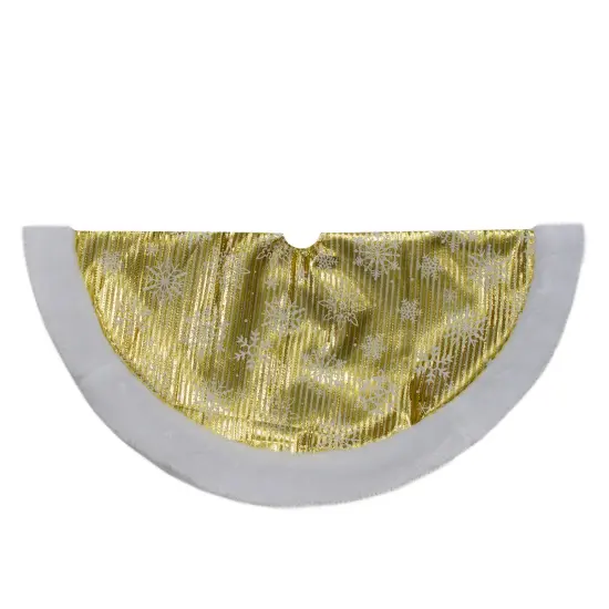 Northlight 20-Inch Gold and White Metallic Snowflake Print Mini Christmas Tree Skirt {1}