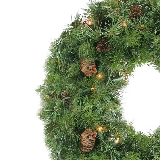 Northlight Pre-Lit Dakota Pine and Pinecone Artificial Christmas Wreath - 24" - Clear Lights Green {4}