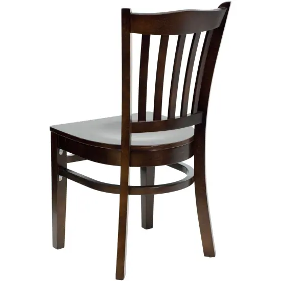 Emma and Oliver Vertical Slat Back Wooden Restaurant Dining Chair WalnutSeat/Walnut {4}