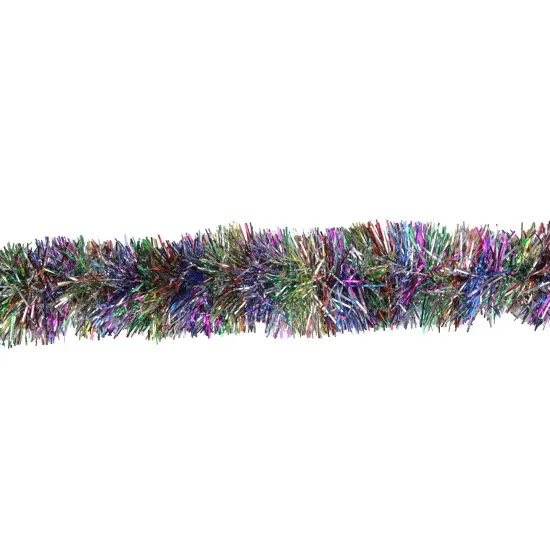 Northlight Vibrant Rainbow Christmas Tinsel Garland - 12' x 3" - Multicolor - Unlit {1}