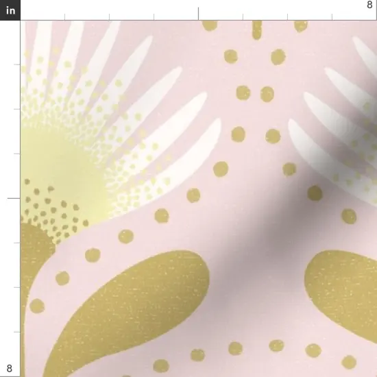 Various Fabrics by the Yard or Fat Quarter Mid Century Deco Pale Pink Butter Yellow Leaves Custom Printed Fabric by Spoonflower {4}