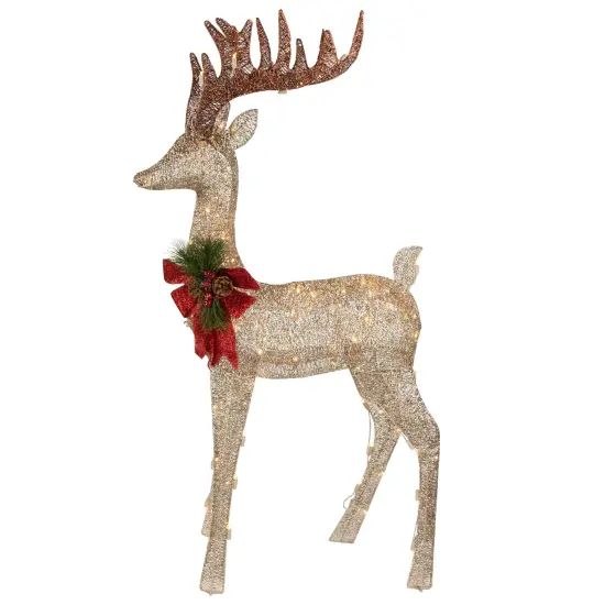 Northlight 48" Pre-Lit LED Champagne Deer Outdoor Christmas Decoration Gold {5}