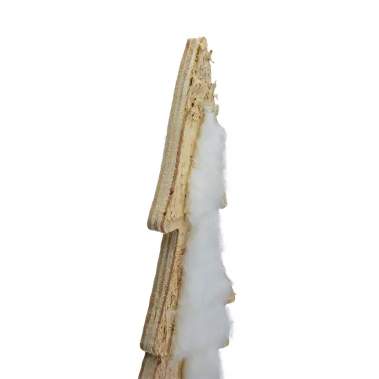 Northlight Snowy Wooden Tree Christmas Decoration - 14.5" - Beige and White Brown {7}