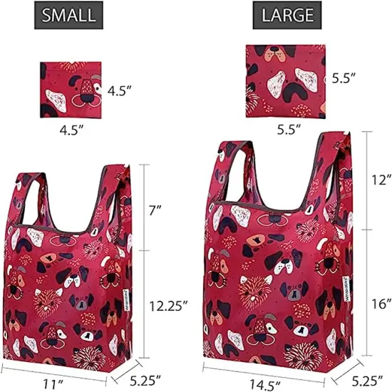 Wrapables JoliBag Collection Reusable Shopping Bag (Set of 6) Cat & Dog Faces {2}