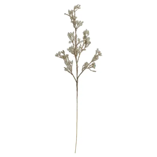 Northlight 30" Artificial White and Champagne Gold Beaded Twig Christmas Spray {1}