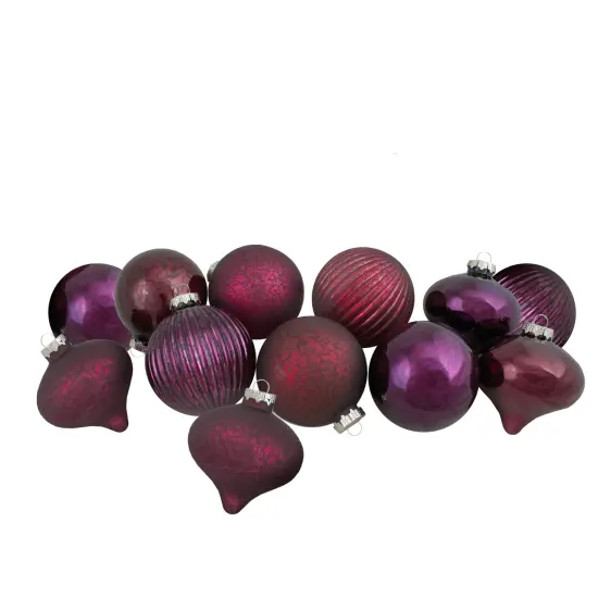 Northlight Onion and Glass Ball Christmas Ornaments - 3.25" - Burgundy and Purple - 9ct {1}