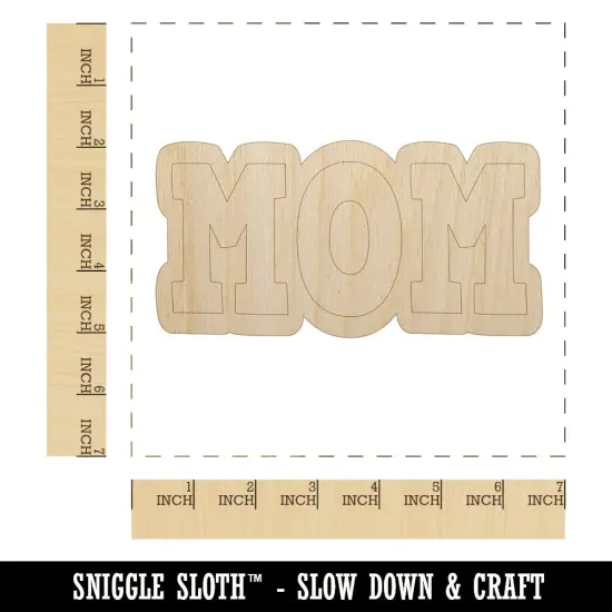 Mom Fun Text Unfinished Wood Shape Piece Cutout for DIY Craft Projects {1}