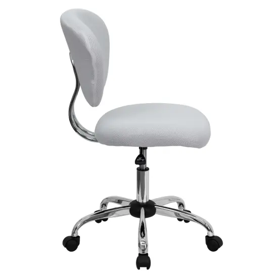 Emma and Oliver Mid-Back Mesh Padded Swivel Task Office Chair with Chrome Base White {5}
