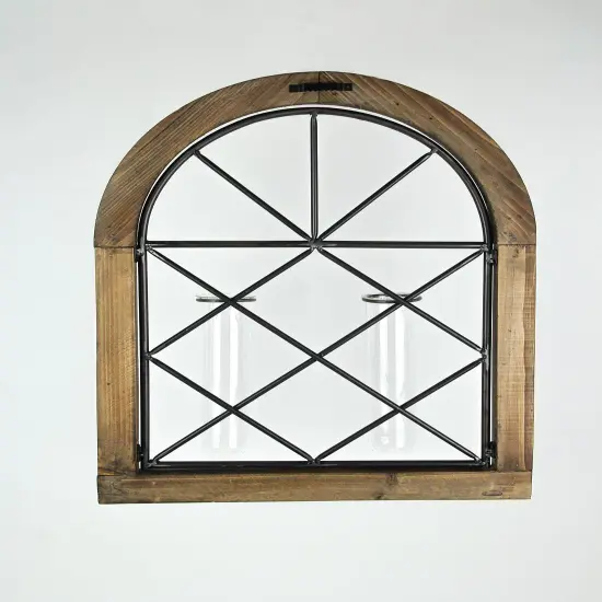 Cathedral Style Wall Flower Sconce With Dual Glass Bud Vases {4}