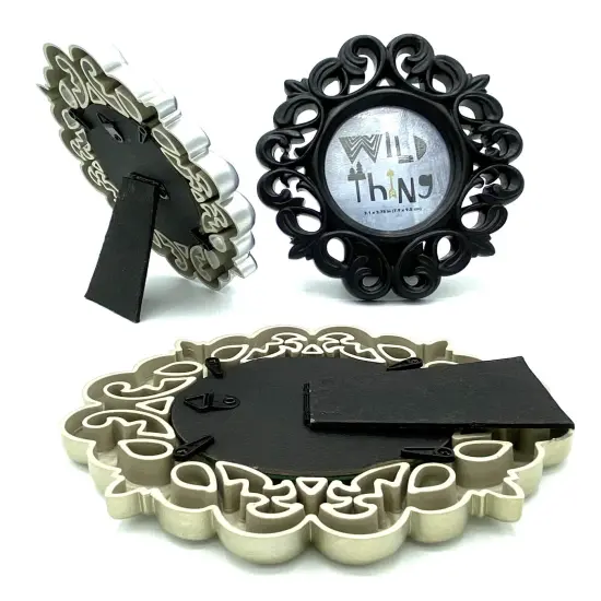 Azi 3 Small Vintage Style Baroque Ornate Oval Picture Frame 6.5&rdquo; x 5.75&rdquo; Picture Frames Fit Picture 3.25 by 2.75 in Gold, Black & Silver for Wall and Tabletop Display {5}