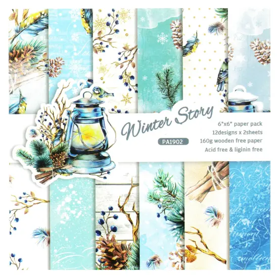 Wrapables 6x6 Decorative Single-Sided Scrapbook Paper for Arts & Crafts Projects, Scrapbooking, Card-Making Winter {2}