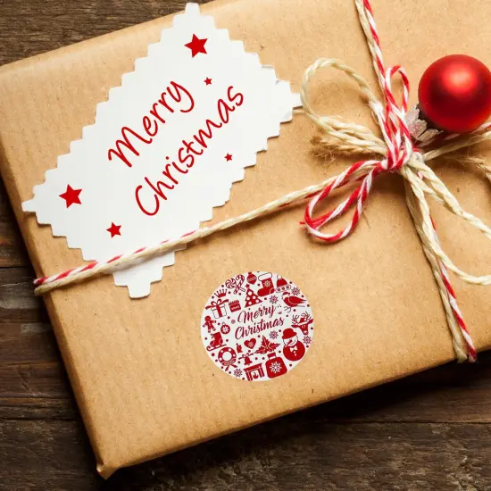 Wrapables Christmas Stickers Label Roll, Holiday Stickers for Sealing Cards, Envelopes, Gift Boxes, Festive Party Favors (500 pcs) Red & White {5}