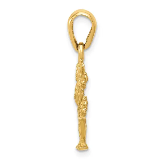 14K Yellow Gold 3-D Cactus Pendant Charm Jewelry 26mm x 14.25mm {3}