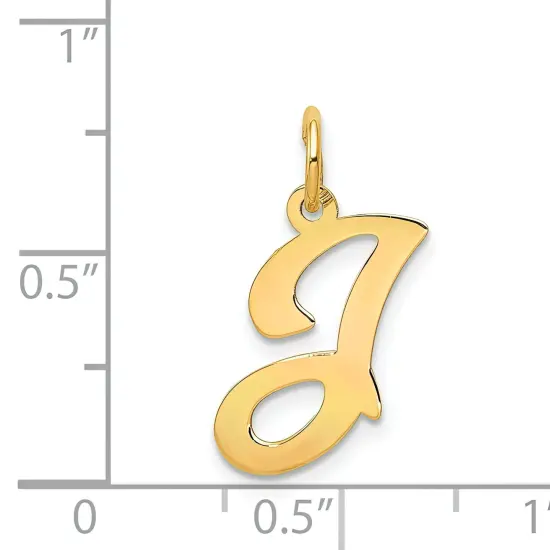 14K Gold Polished Fancy Initial Letter J Charm Pendant Jewerly 20mm x 11mm {5}