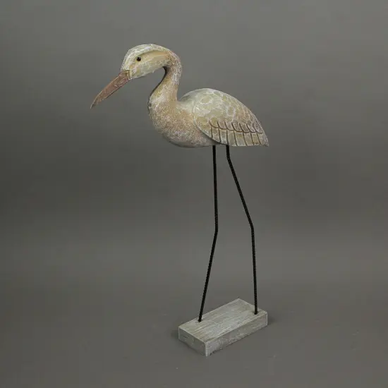 20 Inch Hand Carved White Washed Wood Bird Statue Home Coastal Decor Sculpture {5}