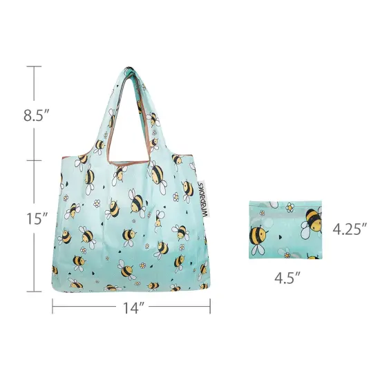 Wrapables Foldable Tote Nylon Reusable Grocery Bag (Set of 2) Bumble Bees {3}