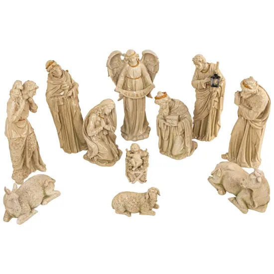 Northlight Speckled Traditional Christmas Nativity Set - 22.75" - 11-Piece Brown {3}