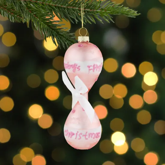 Northlight Baby Girl's First Christmas 2023 Glass Ornament - 5" Pink {3}