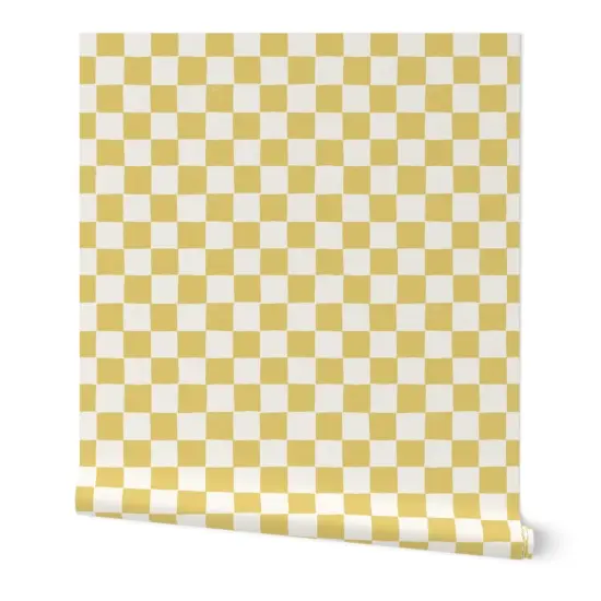Peel & Stick Wallpaper 2FT Wide Checker Squares Check Board Checkered Custom Removable Wallpaper by Spoonflower {7}