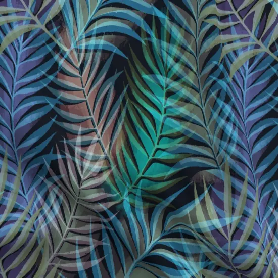 Various Fabrics by the Yard or Fat Quarter Jewel Tone Palm Tropical Foliage Rainforest Summer Purple Blue Green Large Scale Custom Printed Fabric by Spoonflower {5}