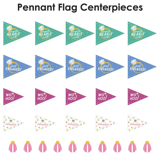 Big Dot of Happiness Just Engaged - Colorful - Triangle Engagement Party Photo Props - Pennant Flag Centerpieces - Set of 20 {7}