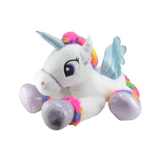 Northlight 42" Giant Winged Unicorn Plush &ndash; Ultra Soft White Stuffed Animal with Rainbow Mane and Glittery Horn {1}