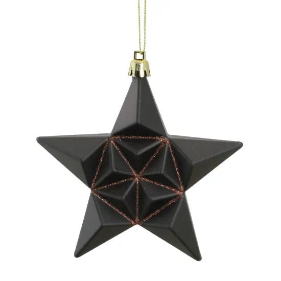 DAK 12ct Matte Chocolate Brown Glittered Star Shatterproof Christmas Ornaments 5" {1}