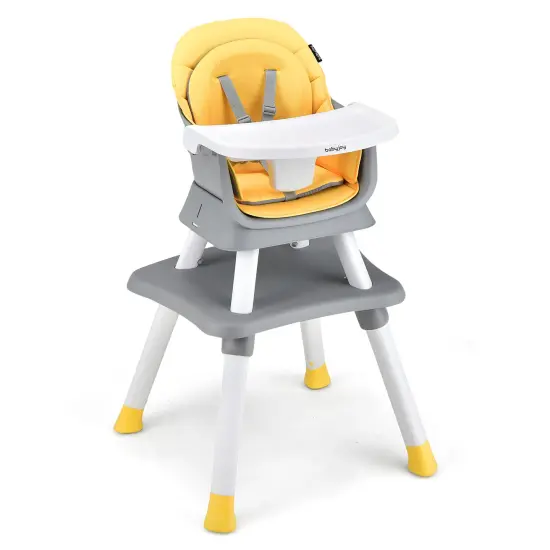Babyjoy 8-in-1 Baby High Chair Convertible Dining Booster Seat withRemovable Tray Grey/Pink/Yellowith Strip/Black {10}